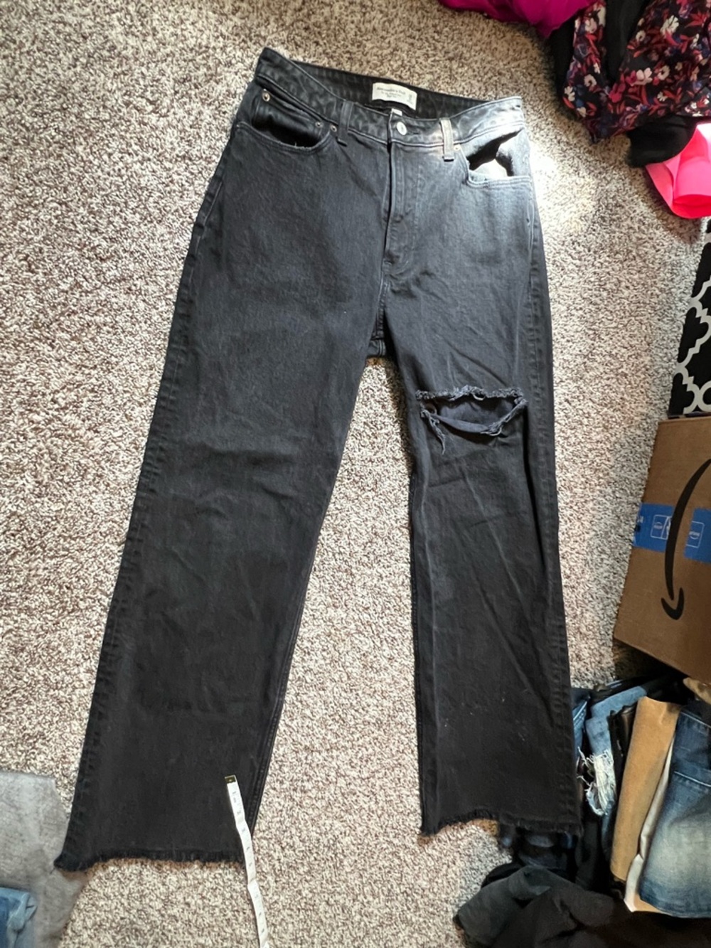 Abercrombie & Fitch Black Washed High-Rise Jeans